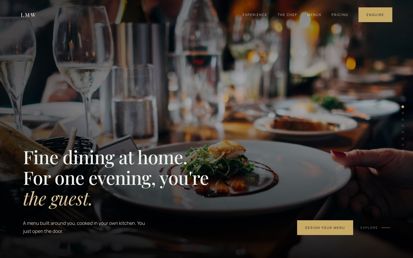 The La Maison Wheeler homepage — fine dining at home, built by Maskrey Studio